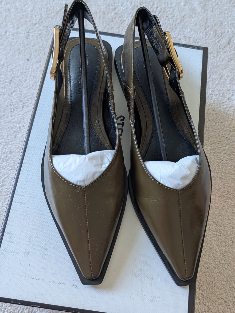 Shay Olive Leather Steve Madden Flats